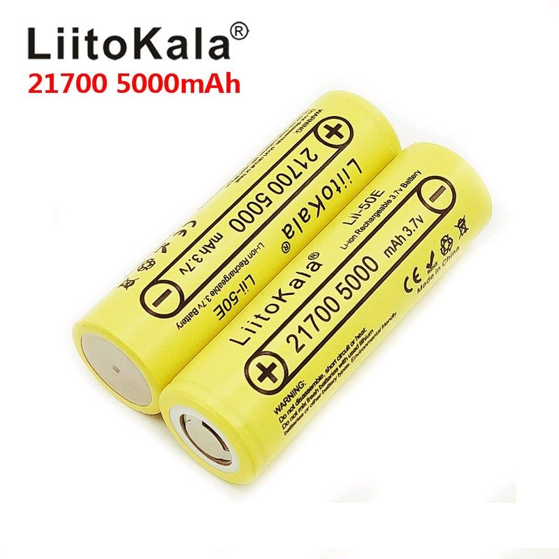 Аккумулятор 21700 LiitoKala Lii-50E 5000 мАч, 3,7В, Li-ion, 15A