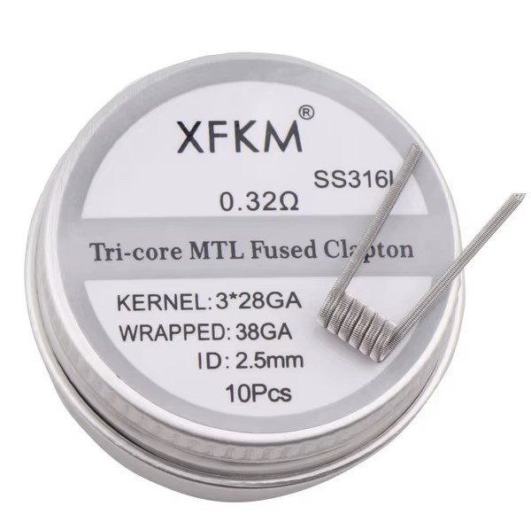 XFKM Coil - Tri-core MTL fused clapton - SS316L - (0,32_ohm) - 10pcs