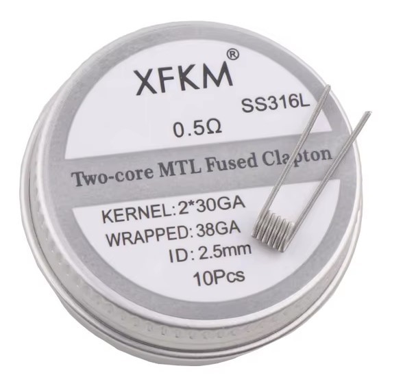 XFKM Coil - Two-core MTL fused clapton - SS316L - (0,5_ohm) - 10pcs