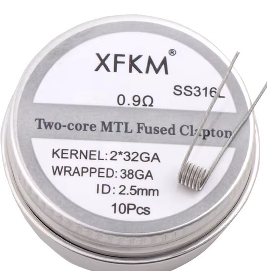 XFKM Coil - Two-core MTL fused clapton - SS316L - (0,9_ohm) - 10pcs